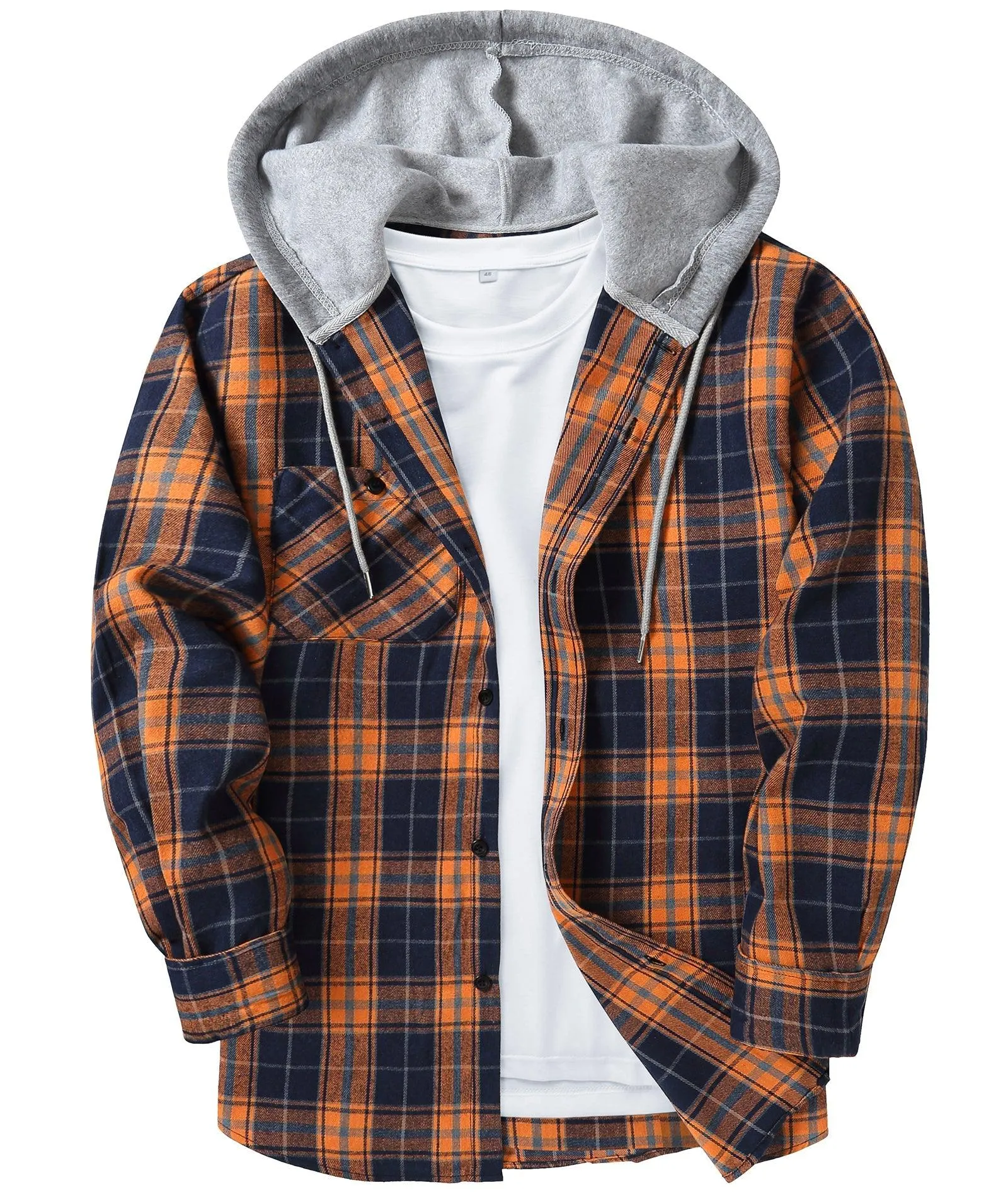 Men's Button Up Flannel Plaid Shirt-CFMMX20007
