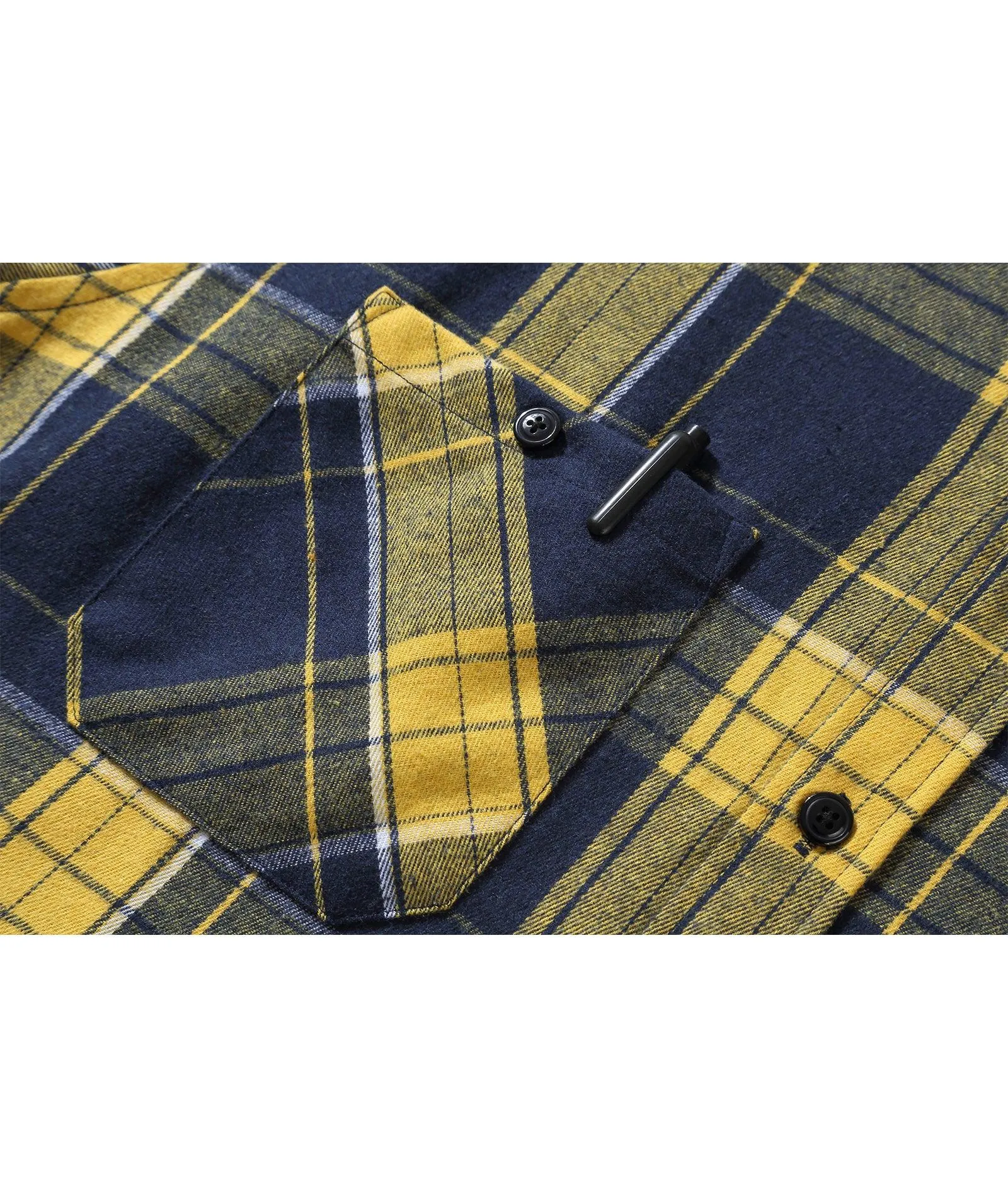 Men's Button Up Flannel Plaid Shirt-CFMMX20007