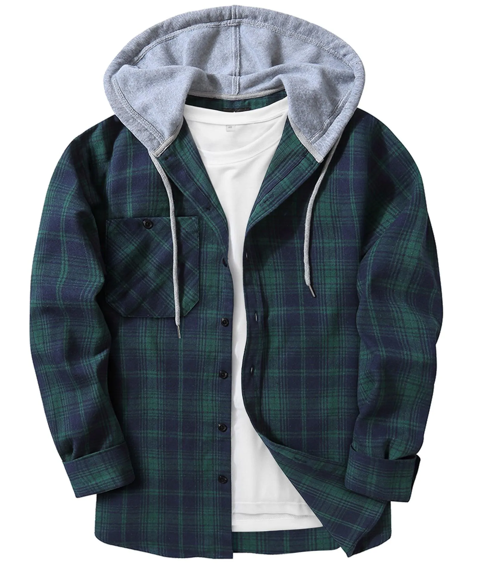 Men's Button Up Flannel Plaid Shirt-CFMMX20007