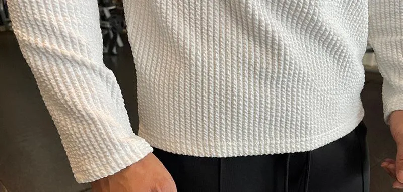 Men's Fitness Long Sleeve Knitted Pullover T-Shirt 20913261L