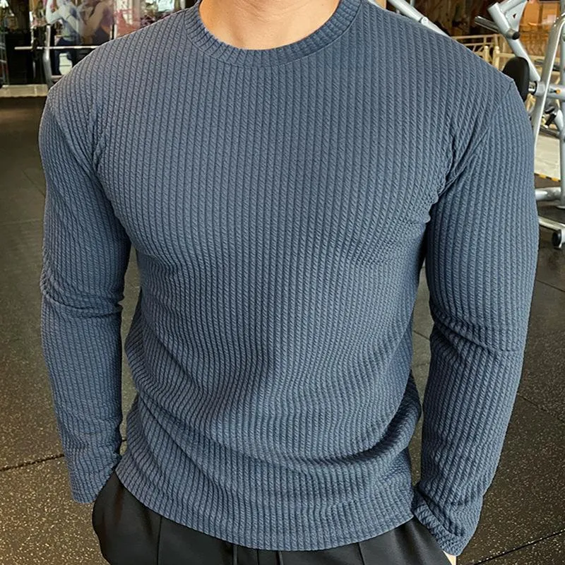 Men's Fitness Long Sleeve Knitted Pullover T-Shirt 20913261L