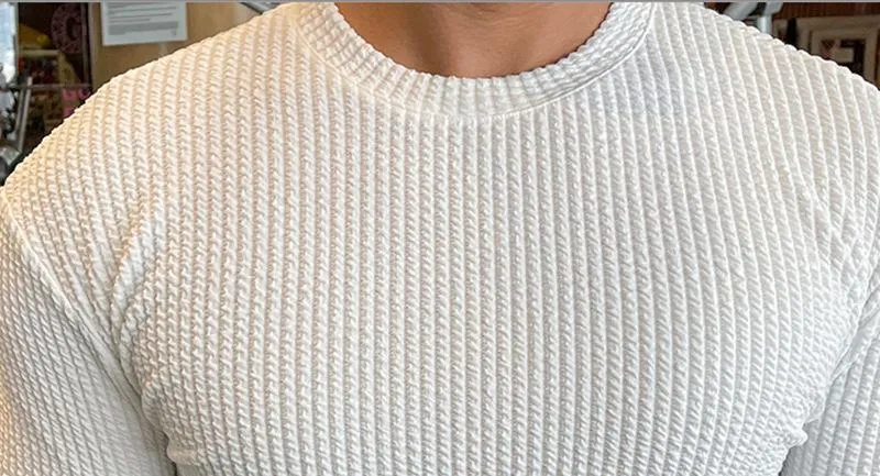Men's Fitness Long Sleeve Knitted Pullover T-Shirt 20913261L