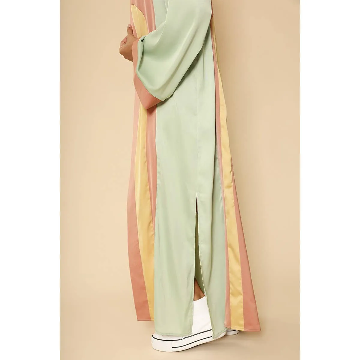 Miss Sparkling Retro Arch Kimono Big Long Textured Satin Duster | Light Jacket, Outdoor Robe, Swimsuit Coverup | Sizes SM-XL