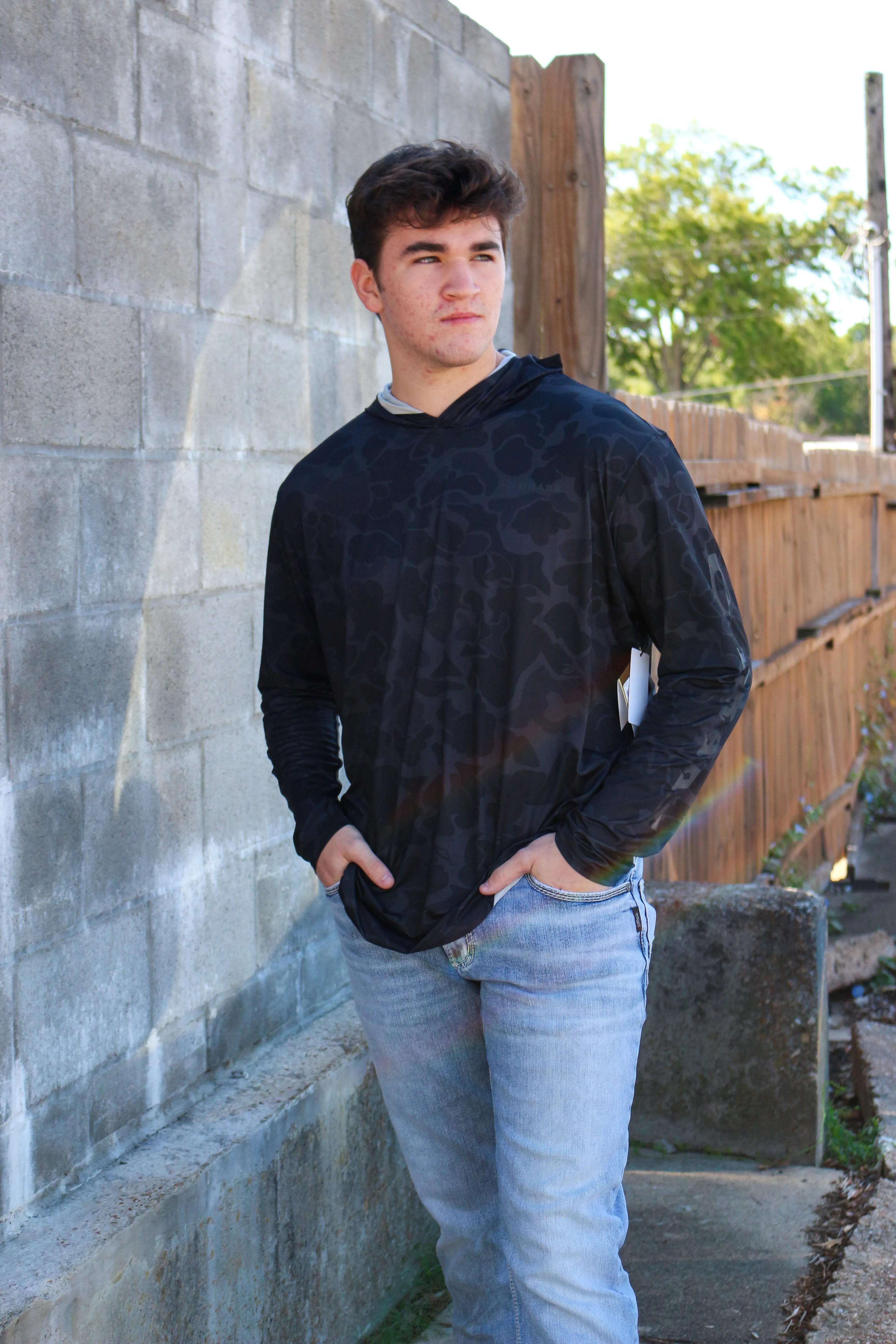 Old School Black Camo Performance Moisture Wicking Hoodie
