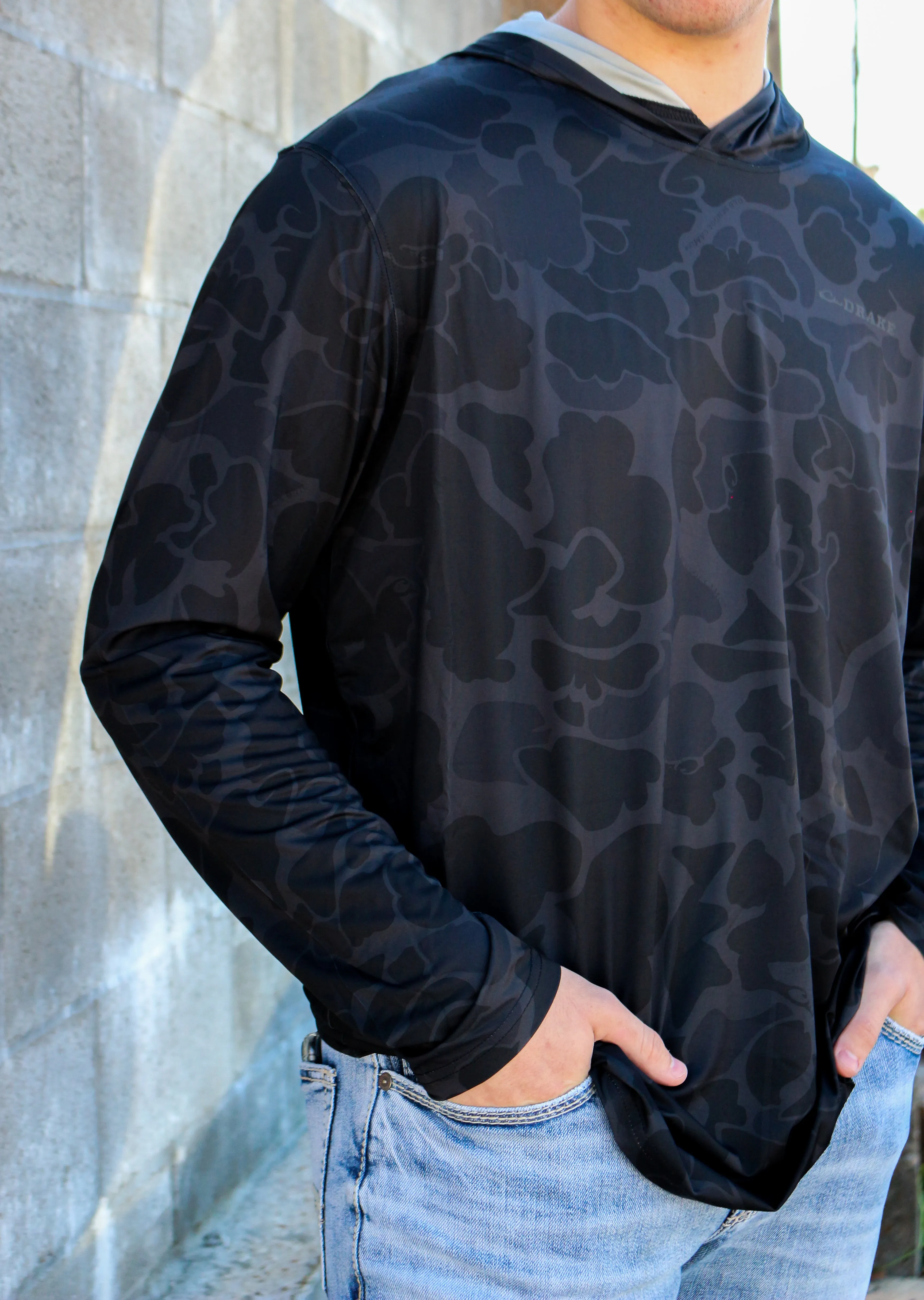 Old School Black Camo Performance Moisture Wicking Hoodie
