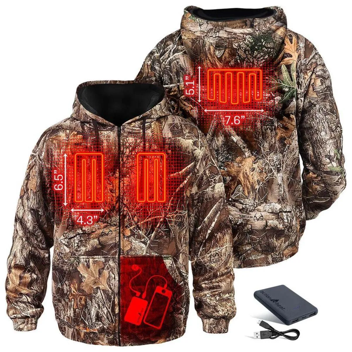 Open Box ActionHeat 5V Battery Heated Hunting Hoodie Sweatshirt