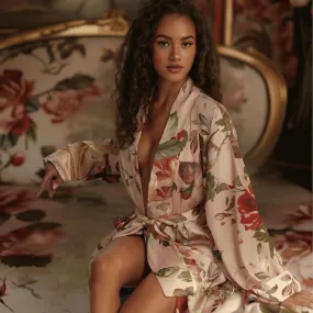 Peach Garden floral Robe