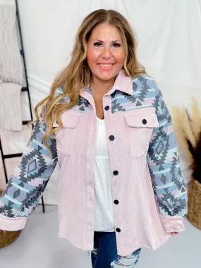 Pink Aztec Button Down Shacket