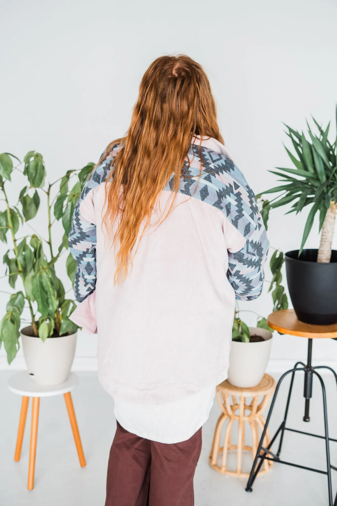 Pink Aztec Button Down Shacket