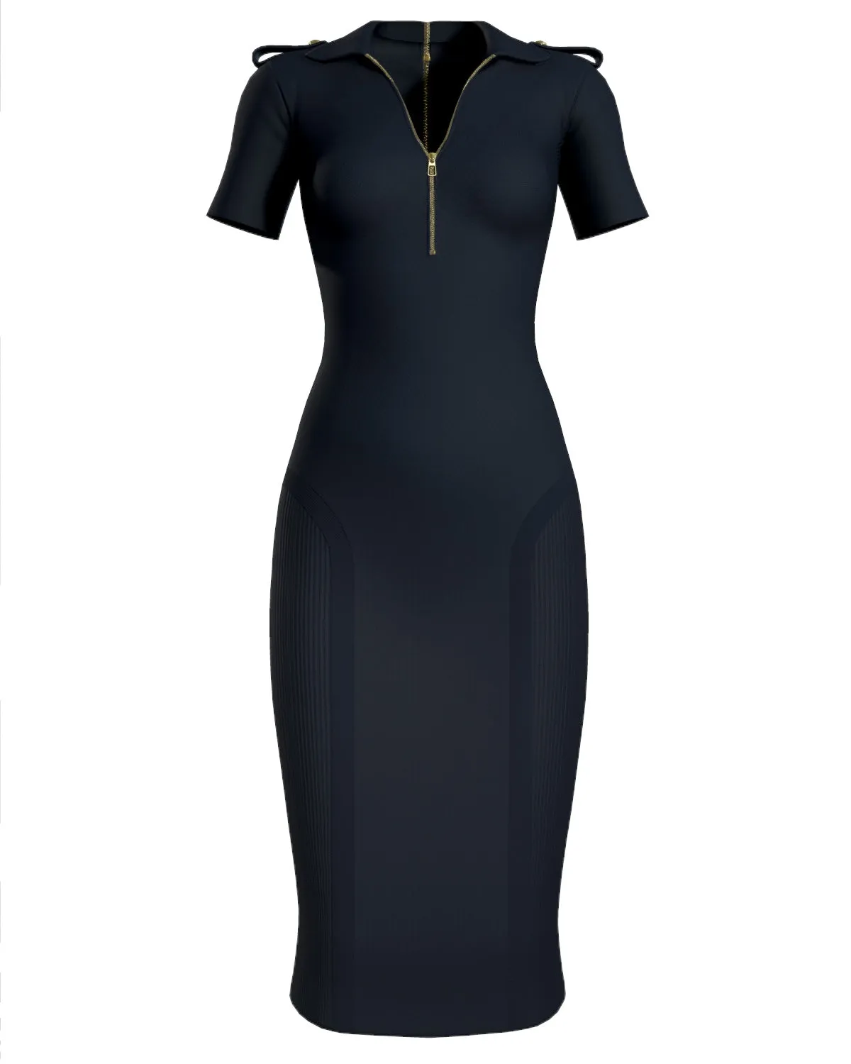 POLO COLLAR DRESS - BLACK