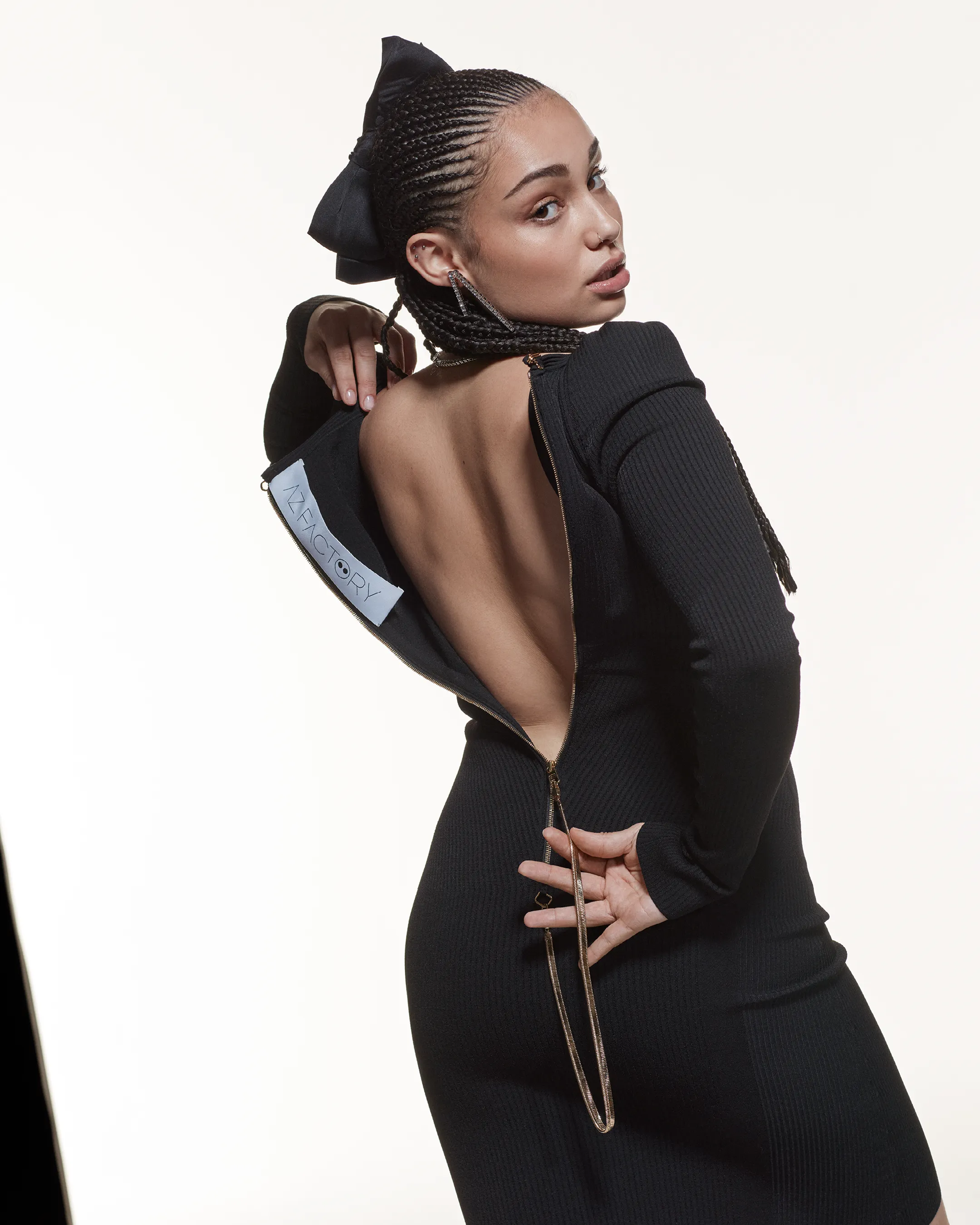 PUFF SHOULDER DRESS - BLACK