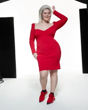 PUFF SHOULDER DRESS - RED