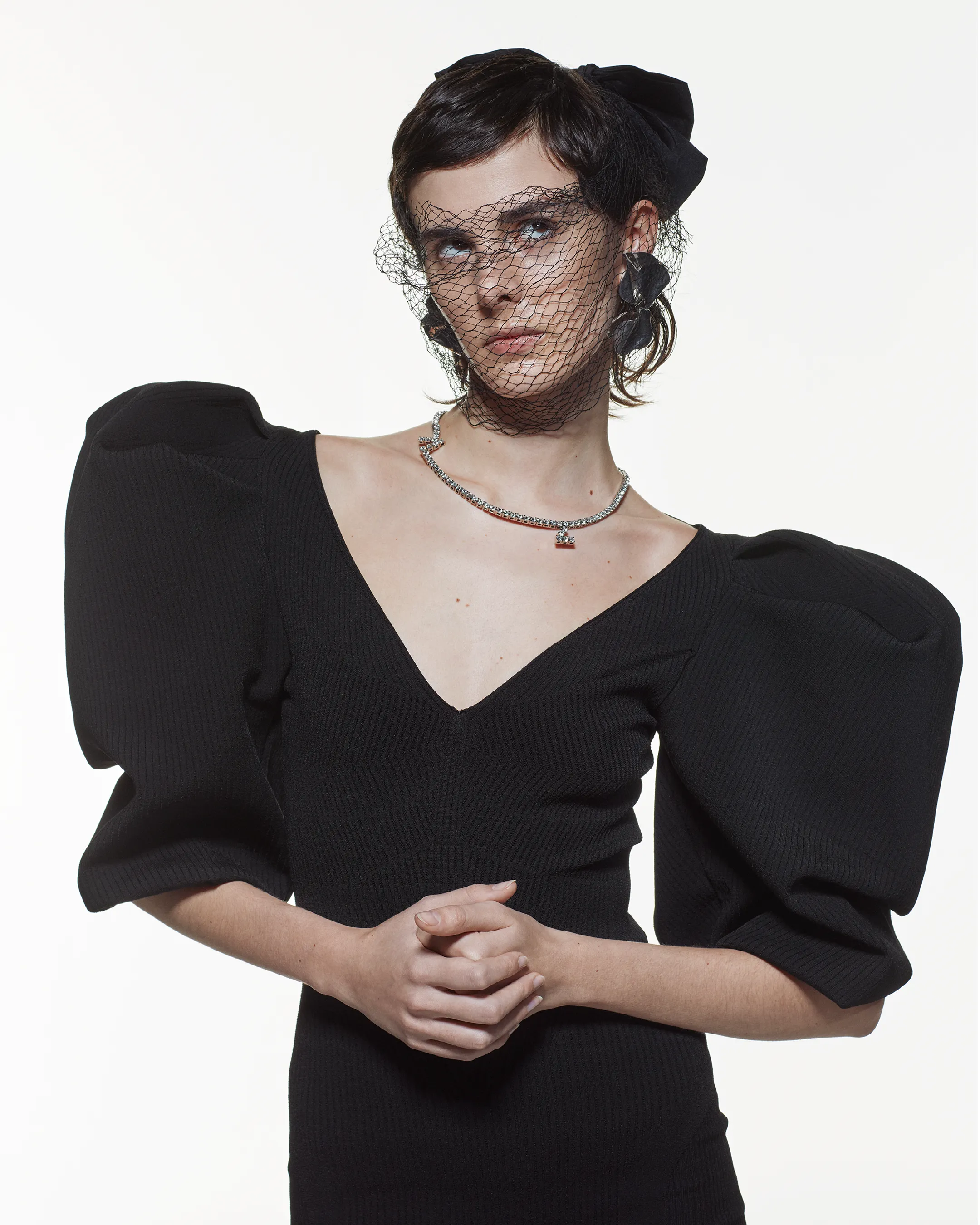 PUFF SLEEVE DRESS - BLACK