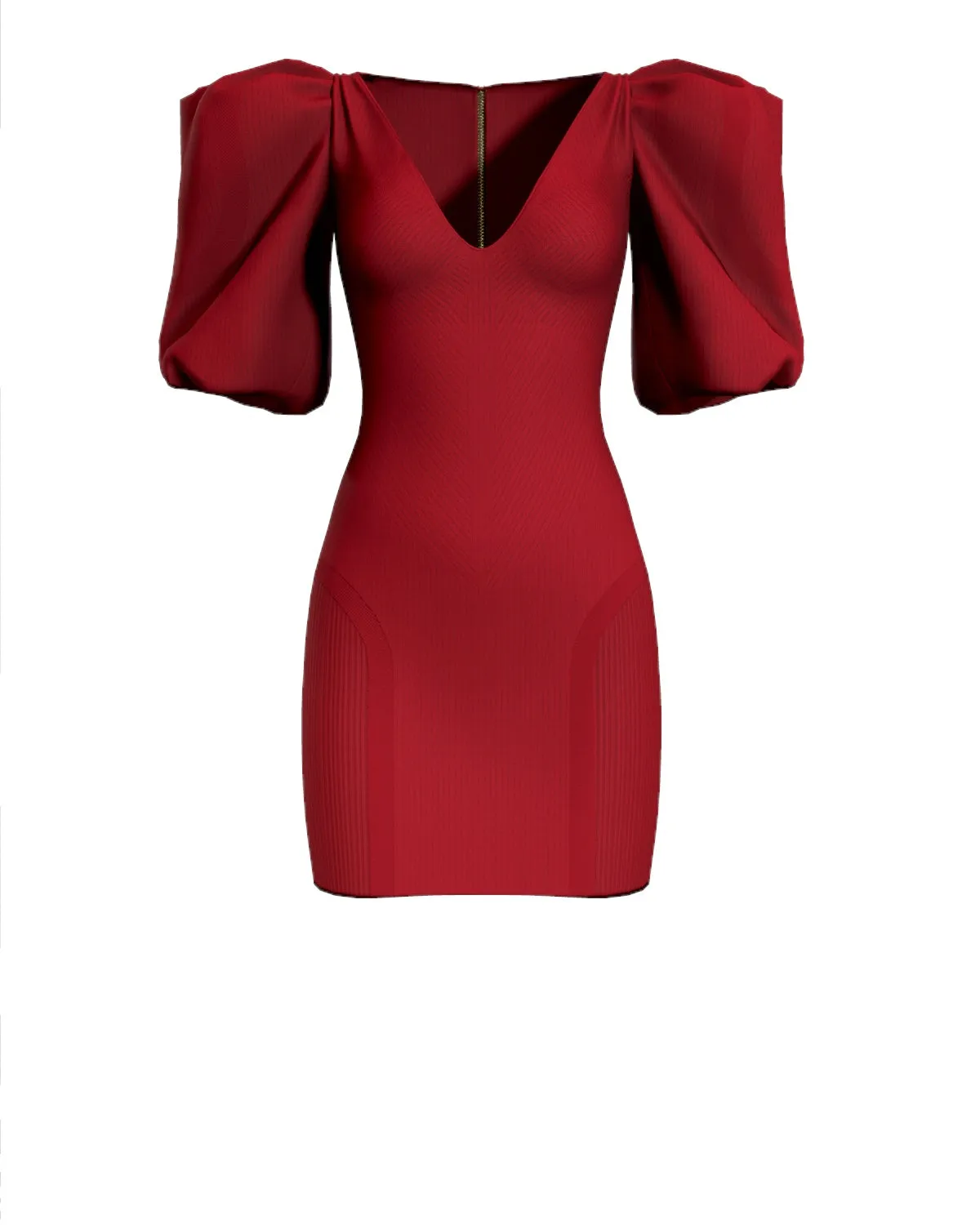 PUFF SLEEVE DRESS - RED