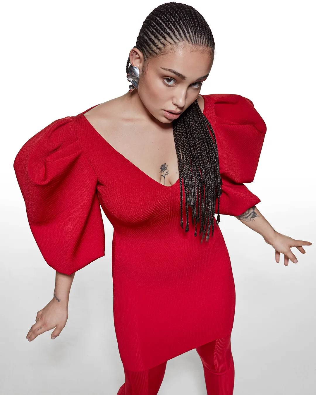 PUFF SLEEVE DRESS - RED