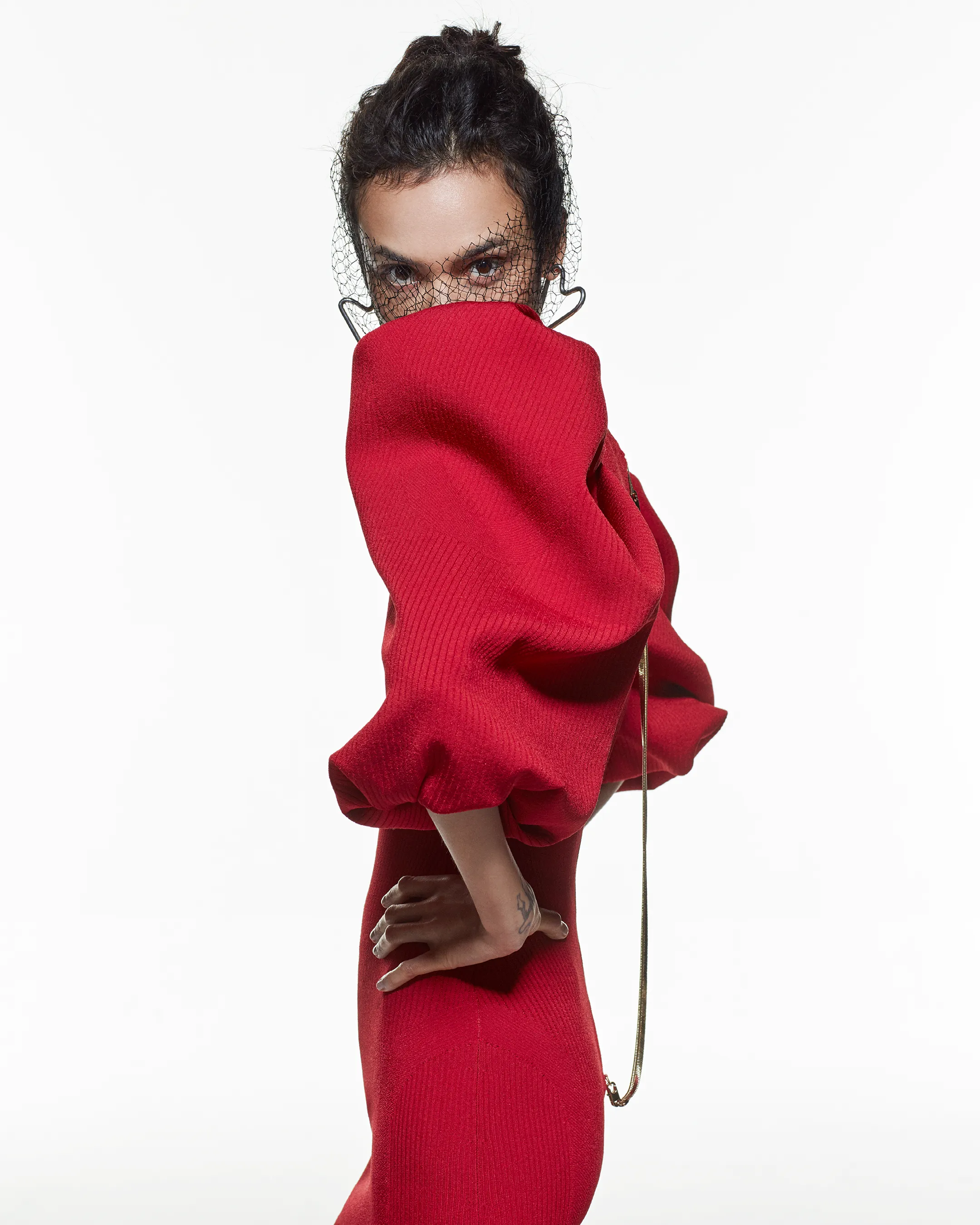 PUFF SLEEVE DRESS - RED