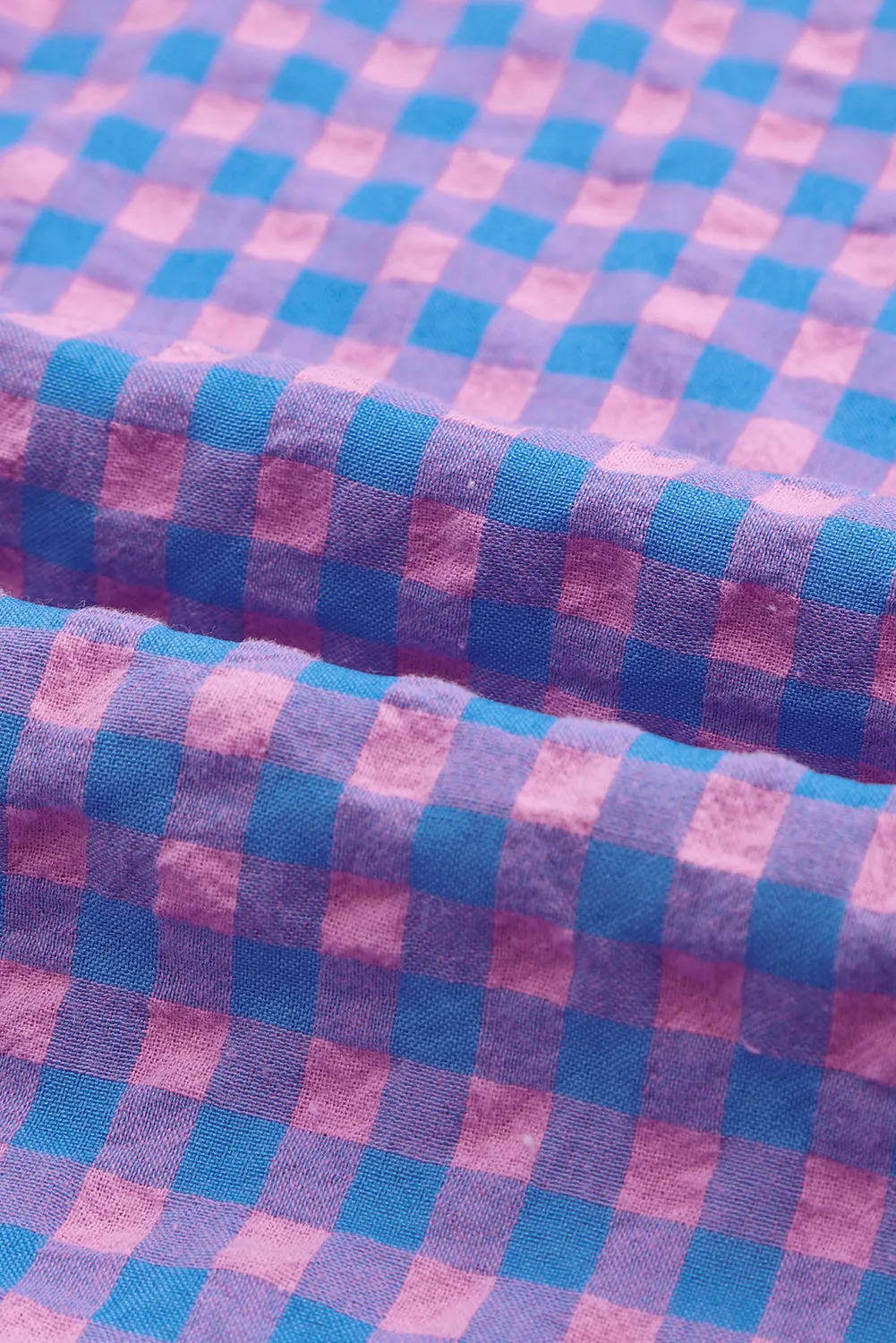 Purple Mixed Plaid Button Down Long Sleeve Chest Pocket Shirt