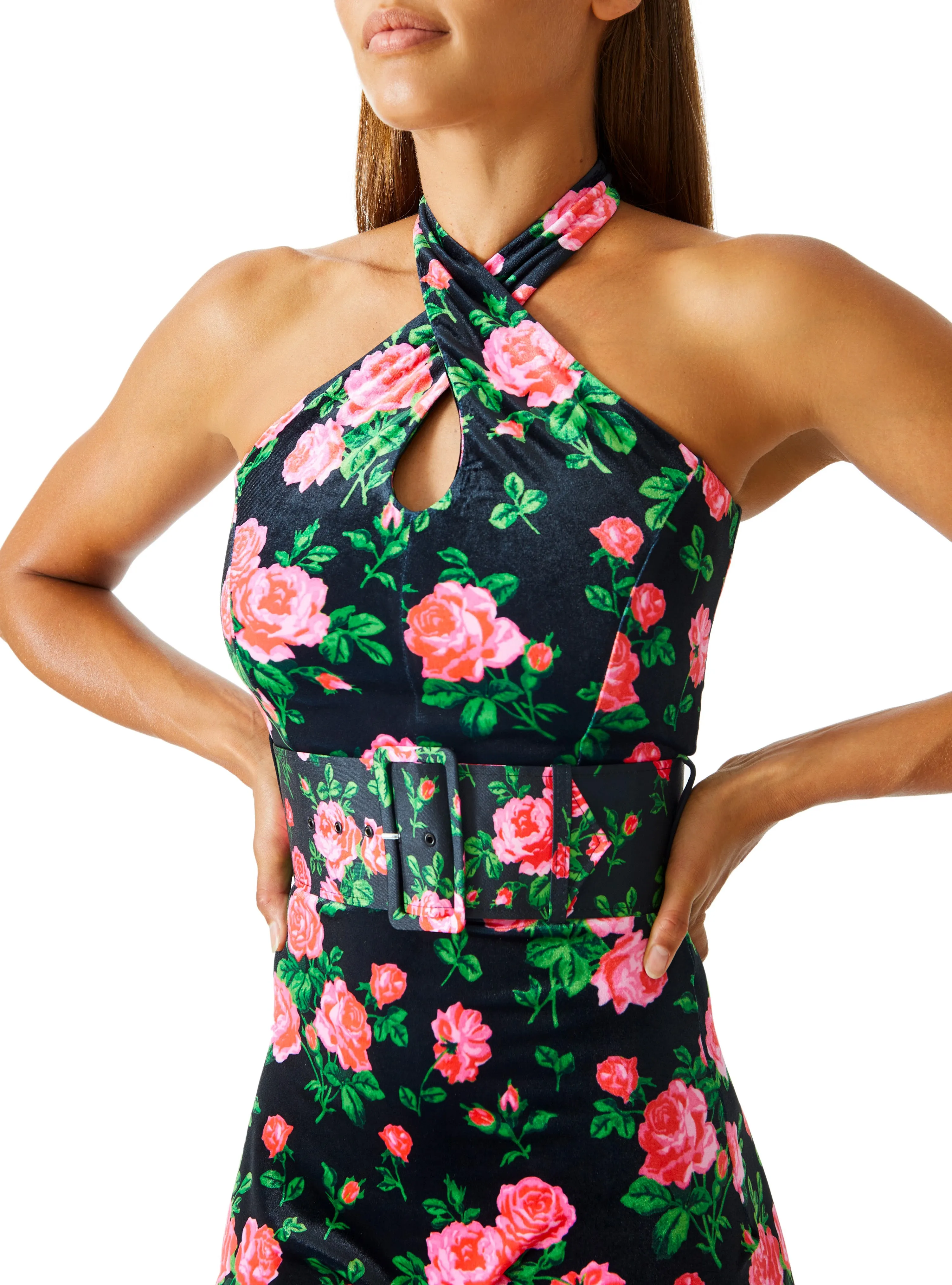 Rouge Halter Belted Jumpsuit