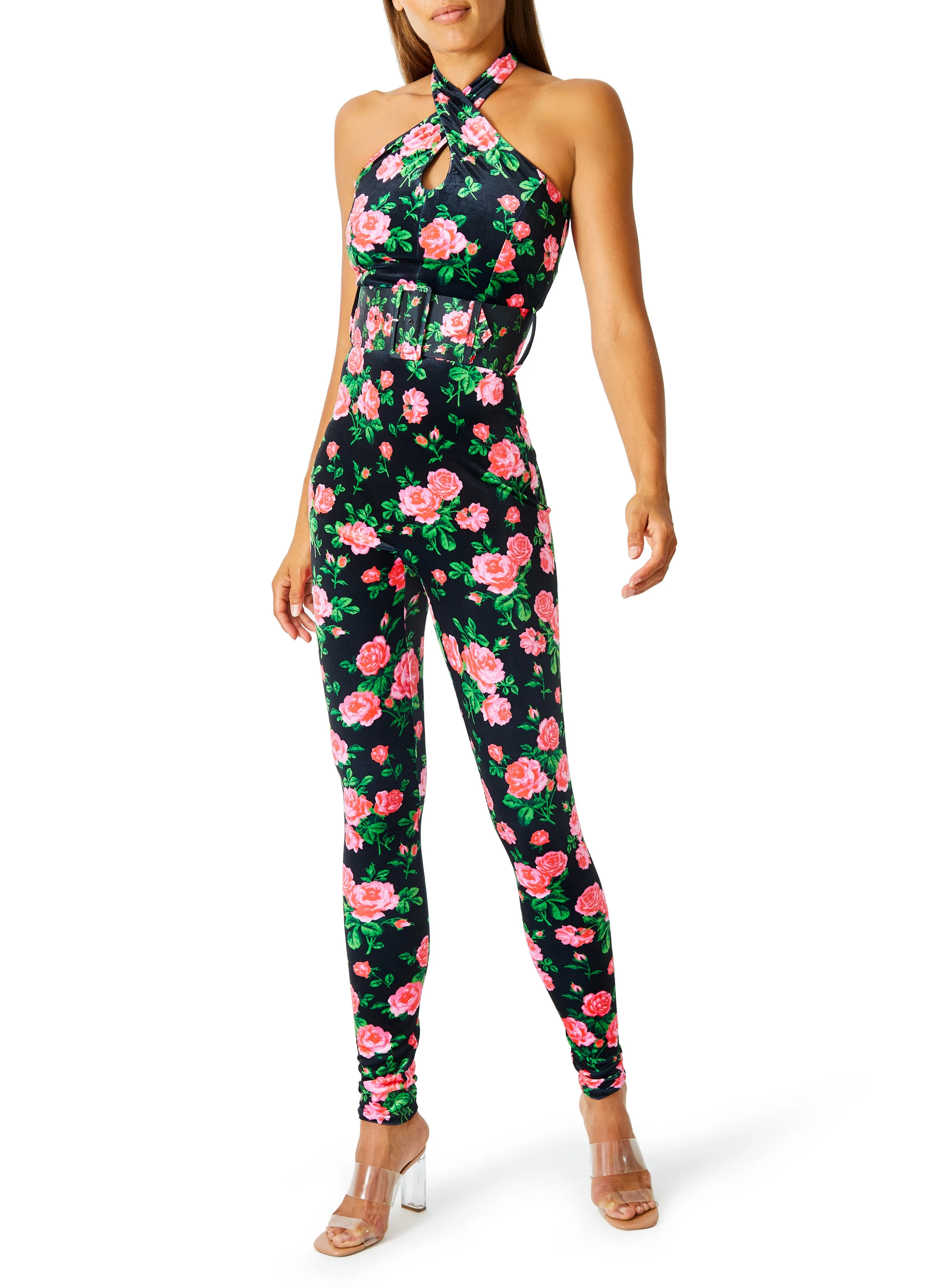 Rouge Halter Belted Jumpsuit