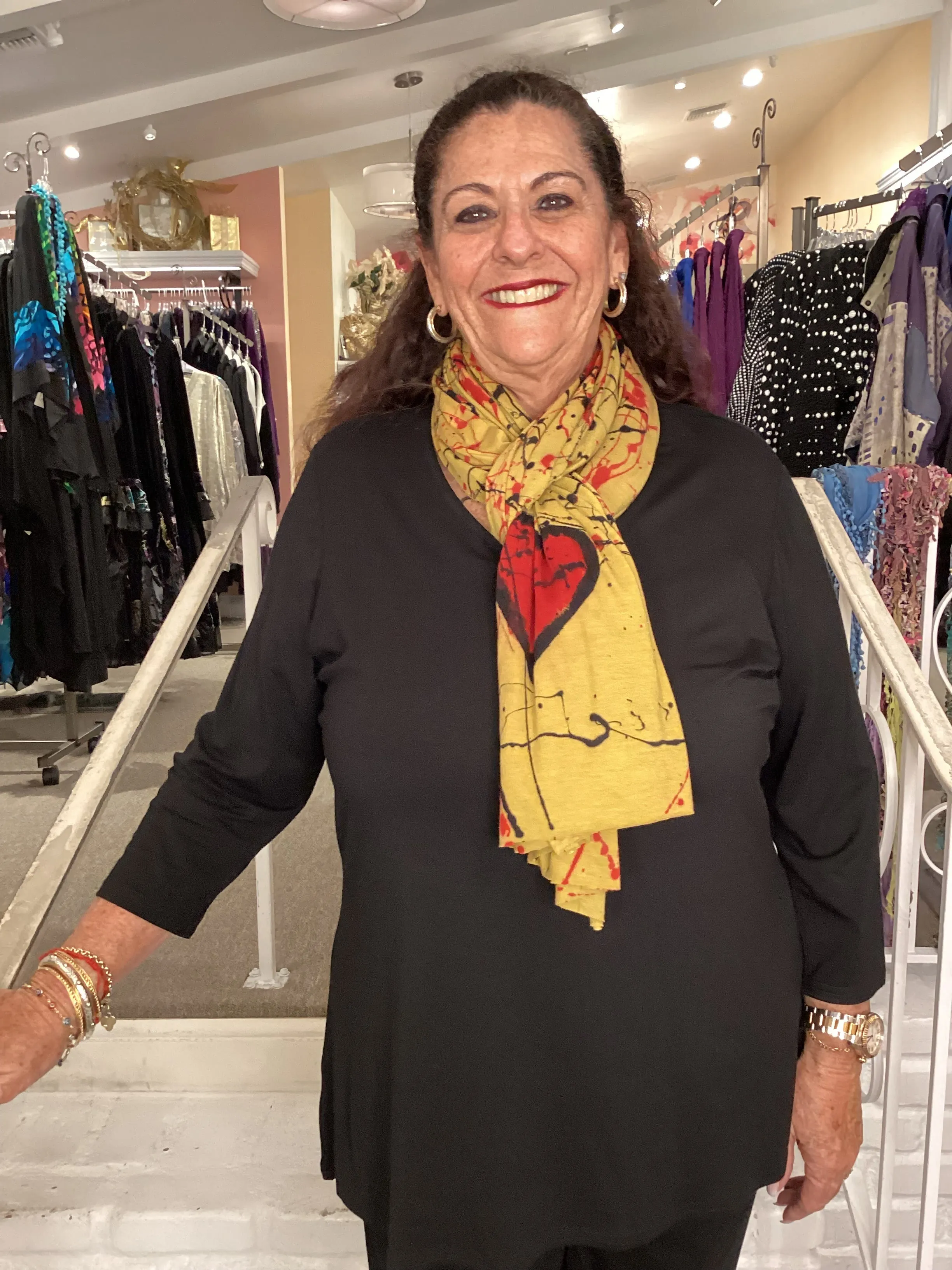SCARF- HEARTS MUSTARD