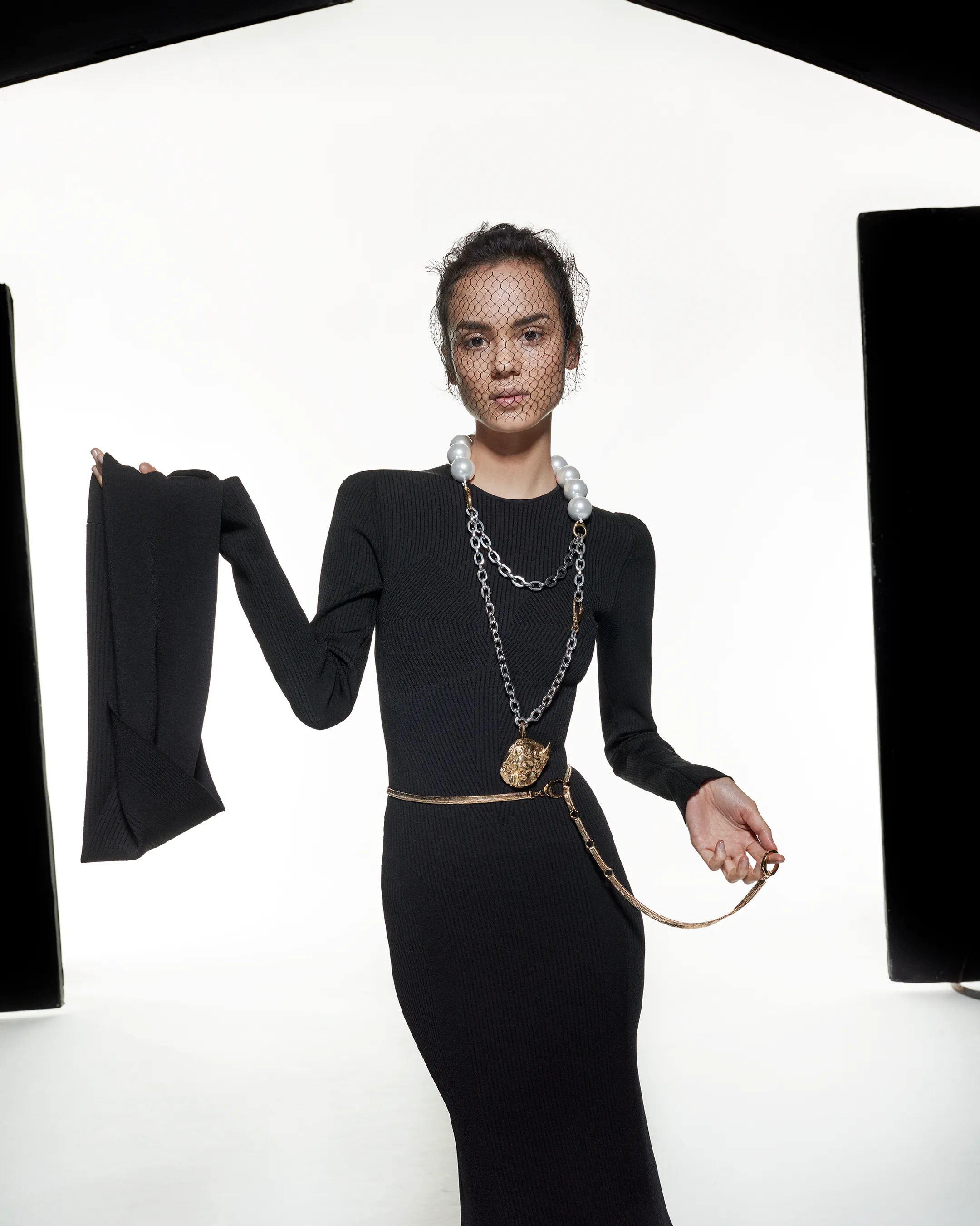 SHOULDER WRAP DRESS - BLACK