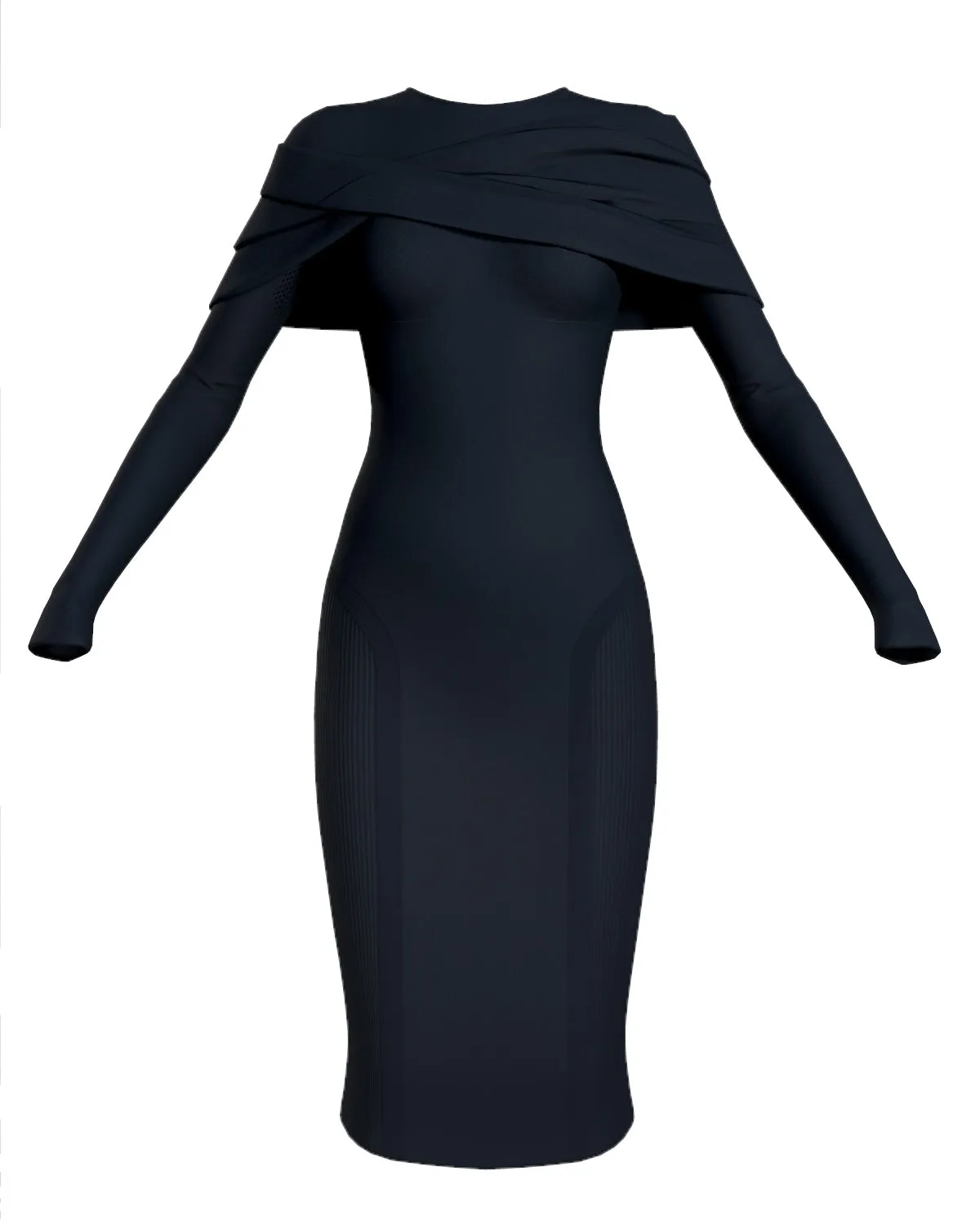 SHOULDER WRAP DRESS - BLACK