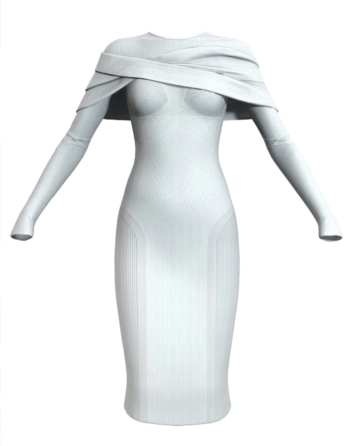 SHOULDER WRAP DRESS - WHITE