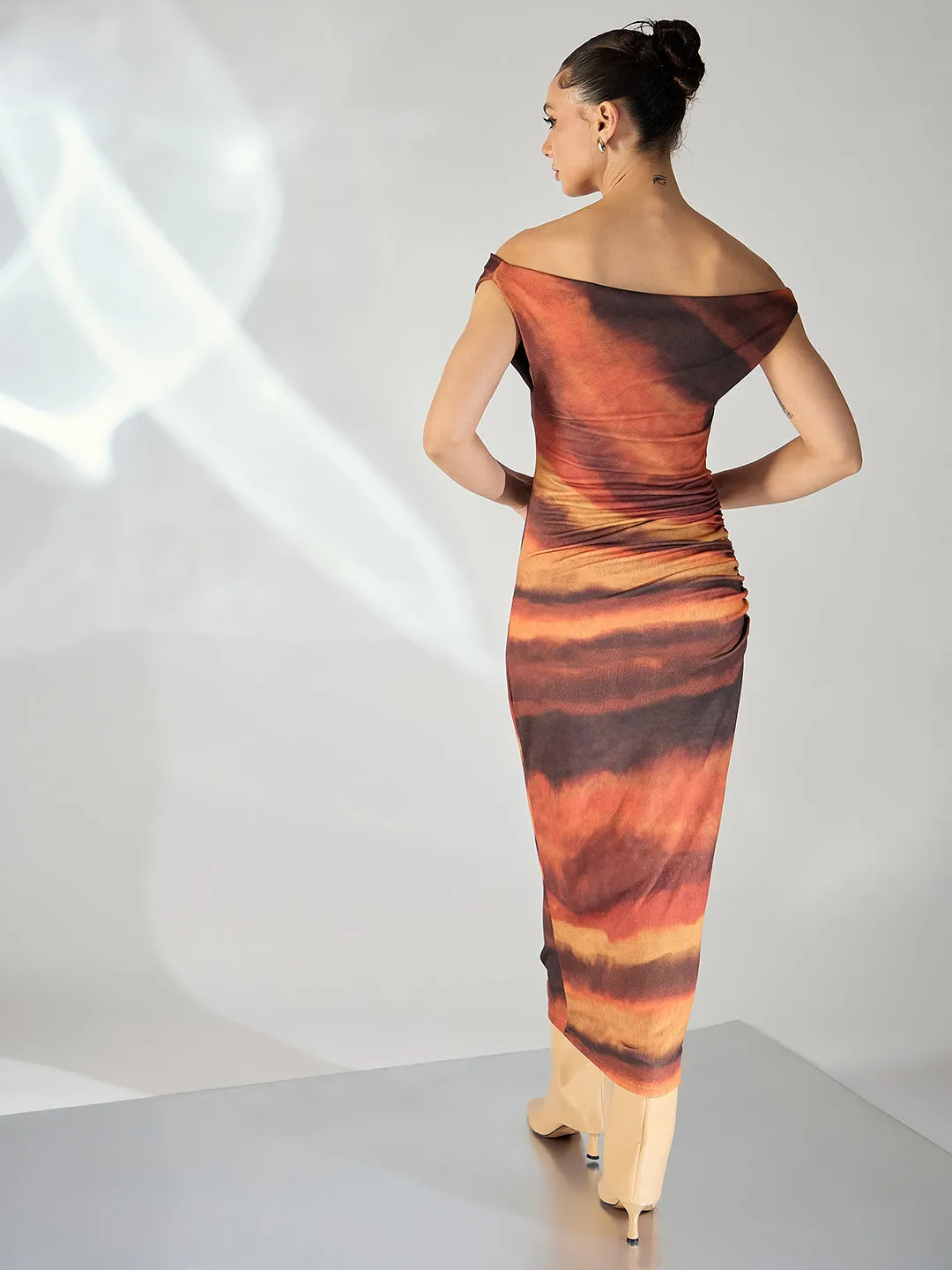Stretchable Off-Shoulder Drape Dress