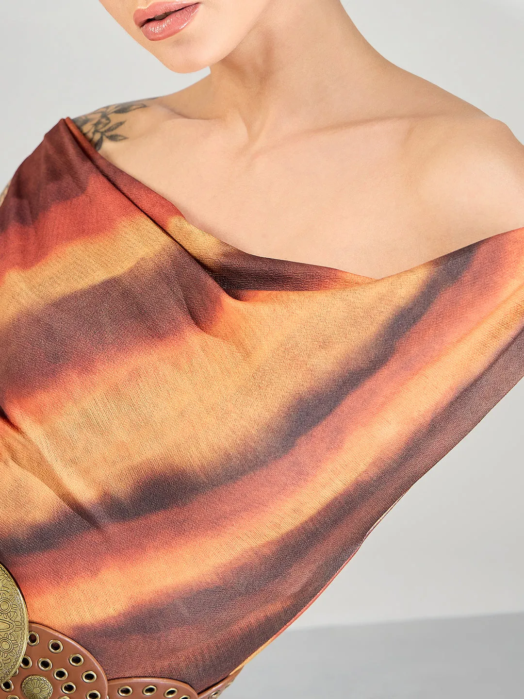 Stretchable Off-Shoulder Drape Dress