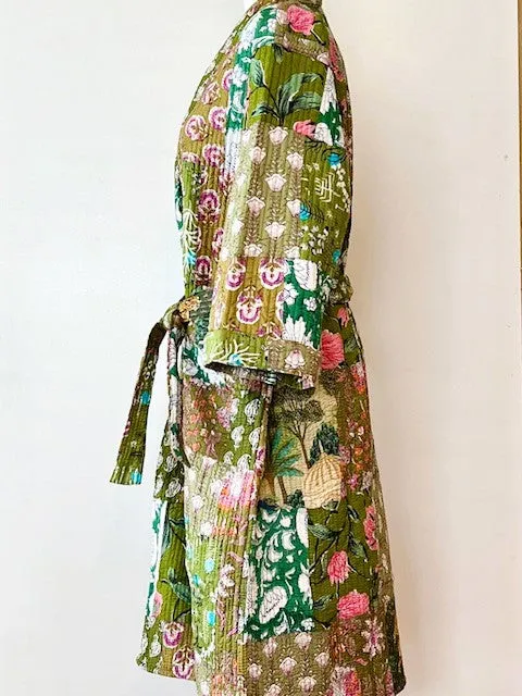 Summer Patchwork Garden Quilt Stroller Jacket Is Colorful  (Green)