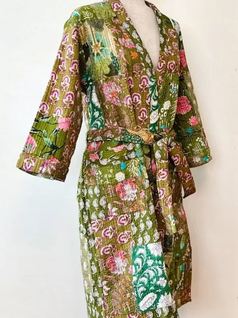 Summer Patchwork Garden Quilt Stroller Jacket Is Colorful  (Green)