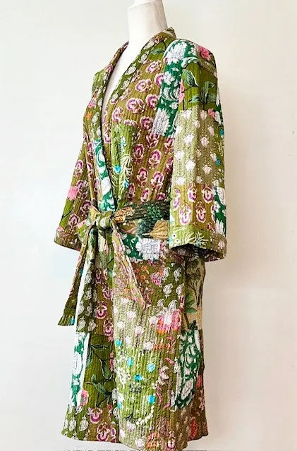 Summer Patchwork Garden Quilt Stroller Jacket Is Colorful  (Green)