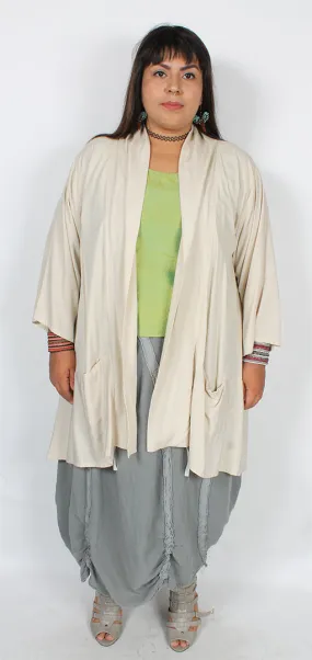SUNHeart Oatmeal Tibet Kimono Jacket Boho Resort Wear Sm-3x 