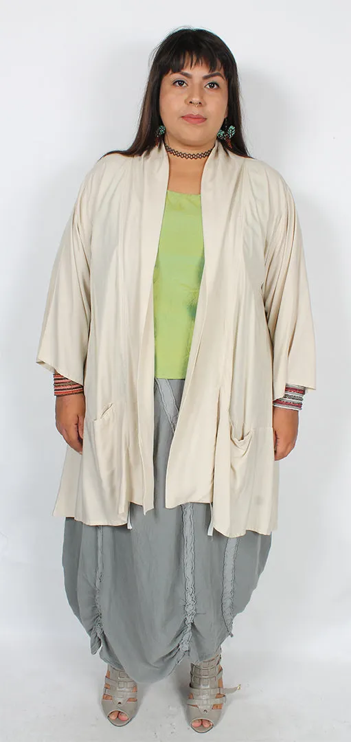 SUNHeart Oatmeal Tibet Kimono Jacket Boho Resort Wear Sm-3x 