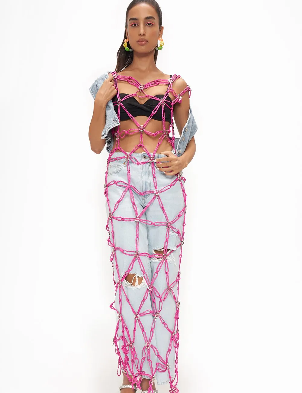 The Holiday Raffia Dress in Pink