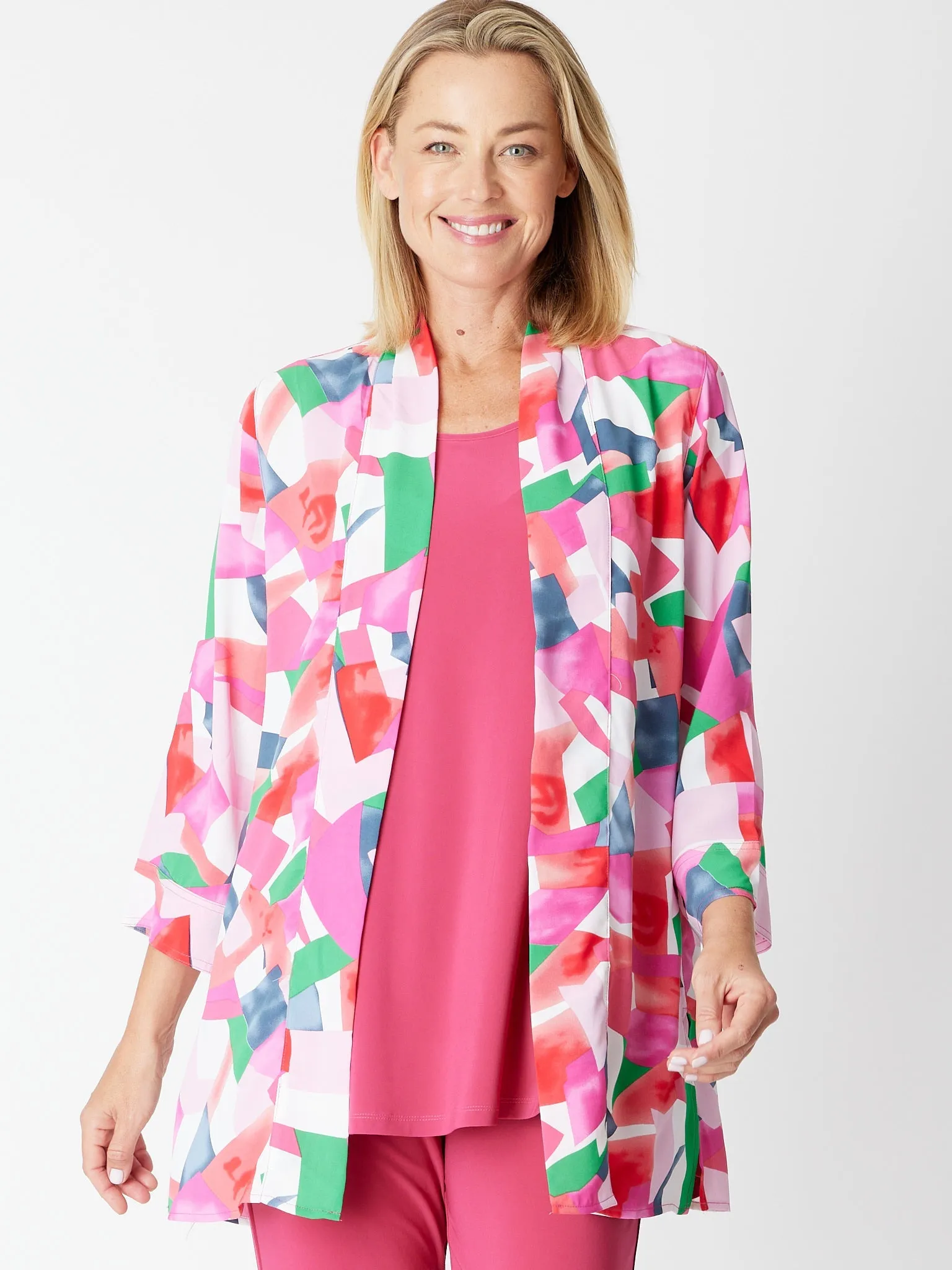 Tropical Long Line Digital Jacket- Hotpink 30298