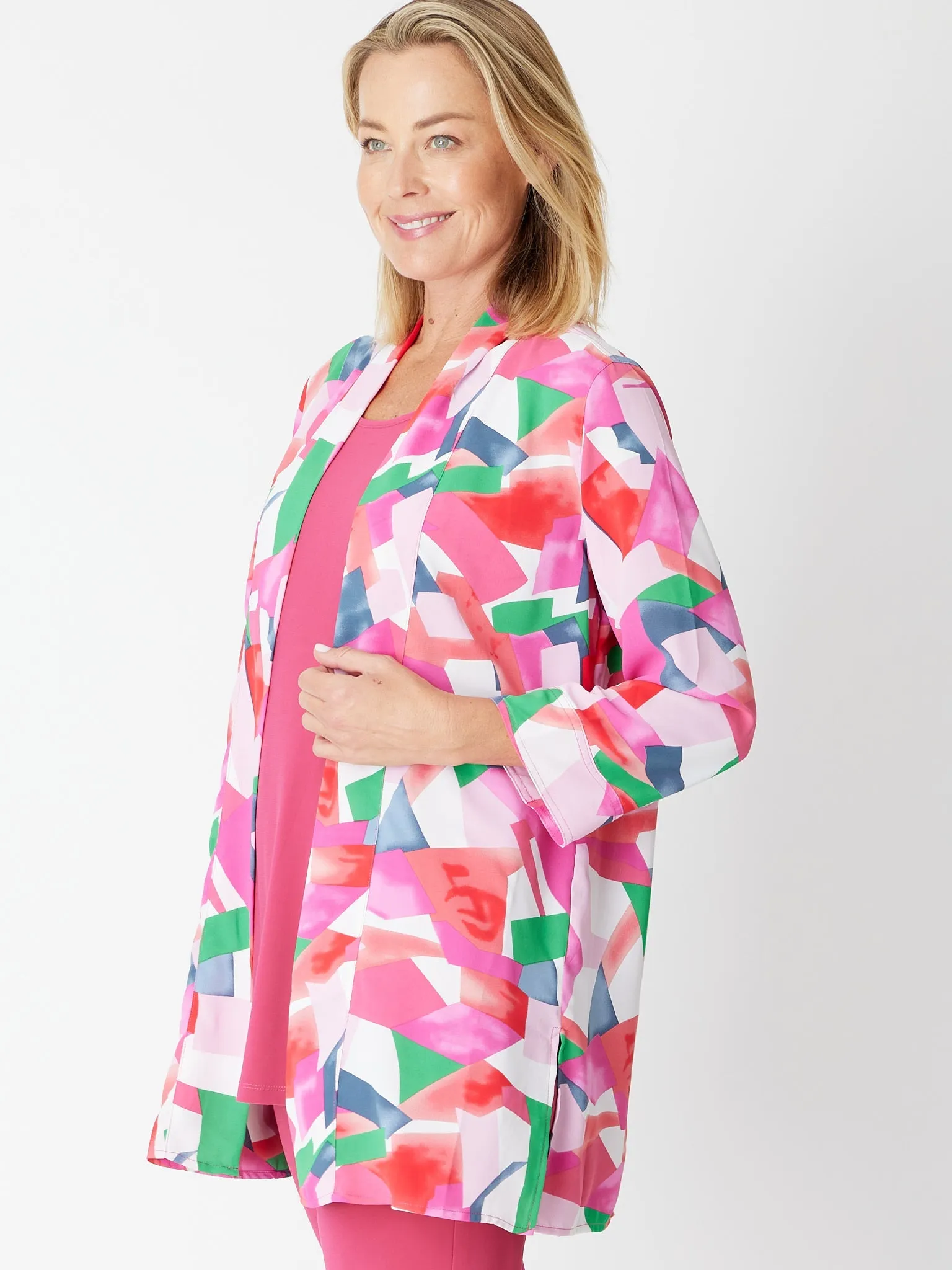 Tropical Long Line Digital Jacket- Hotpink 30298