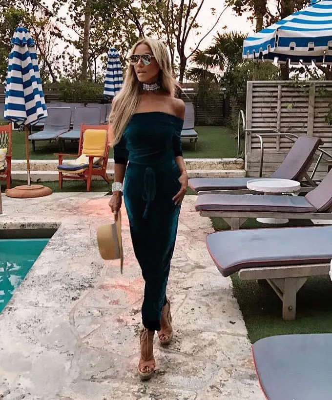 Velour Off the Shoulder Jog Suit - The Malibu