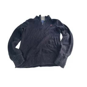 Vintage american eagle winter-turtleneck- Long sleeve polo sweaters For Men's Quarter Zip Pullover Sweater Navy Blue Size S 100% Cotton L 27 W 19 SKU 5139