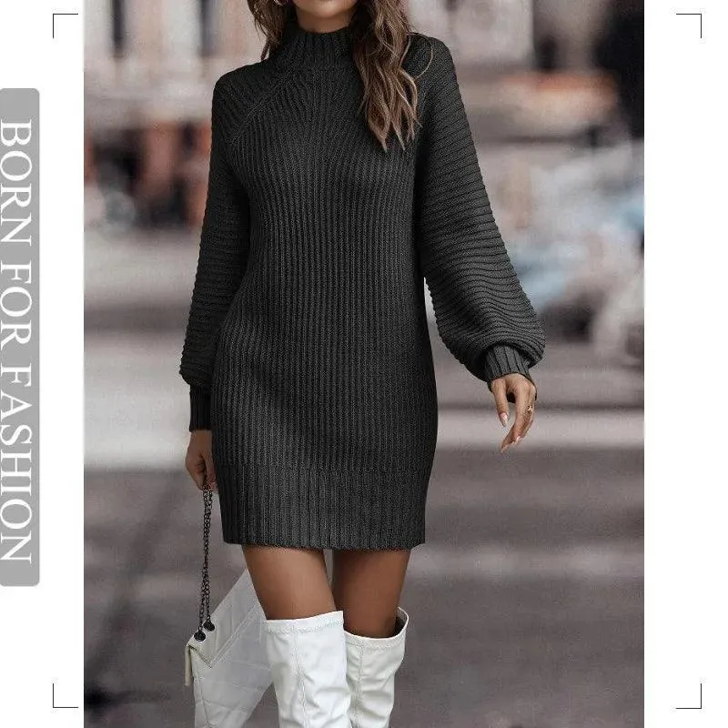 Vintage Winter Knit Dress: Cozy Chic Sweater for Women - Stylish & Warm