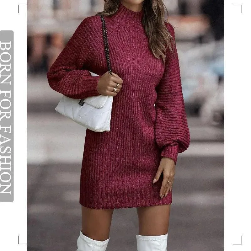 Vintage Winter Knit Dress: Cozy Chic Sweater for Women - Stylish & Warm
