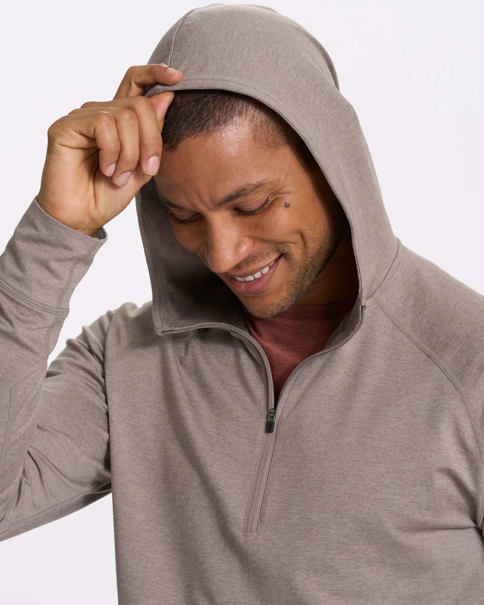 Vuori Walnut Heather 1/2 Zip Ponto Performance Hoodie