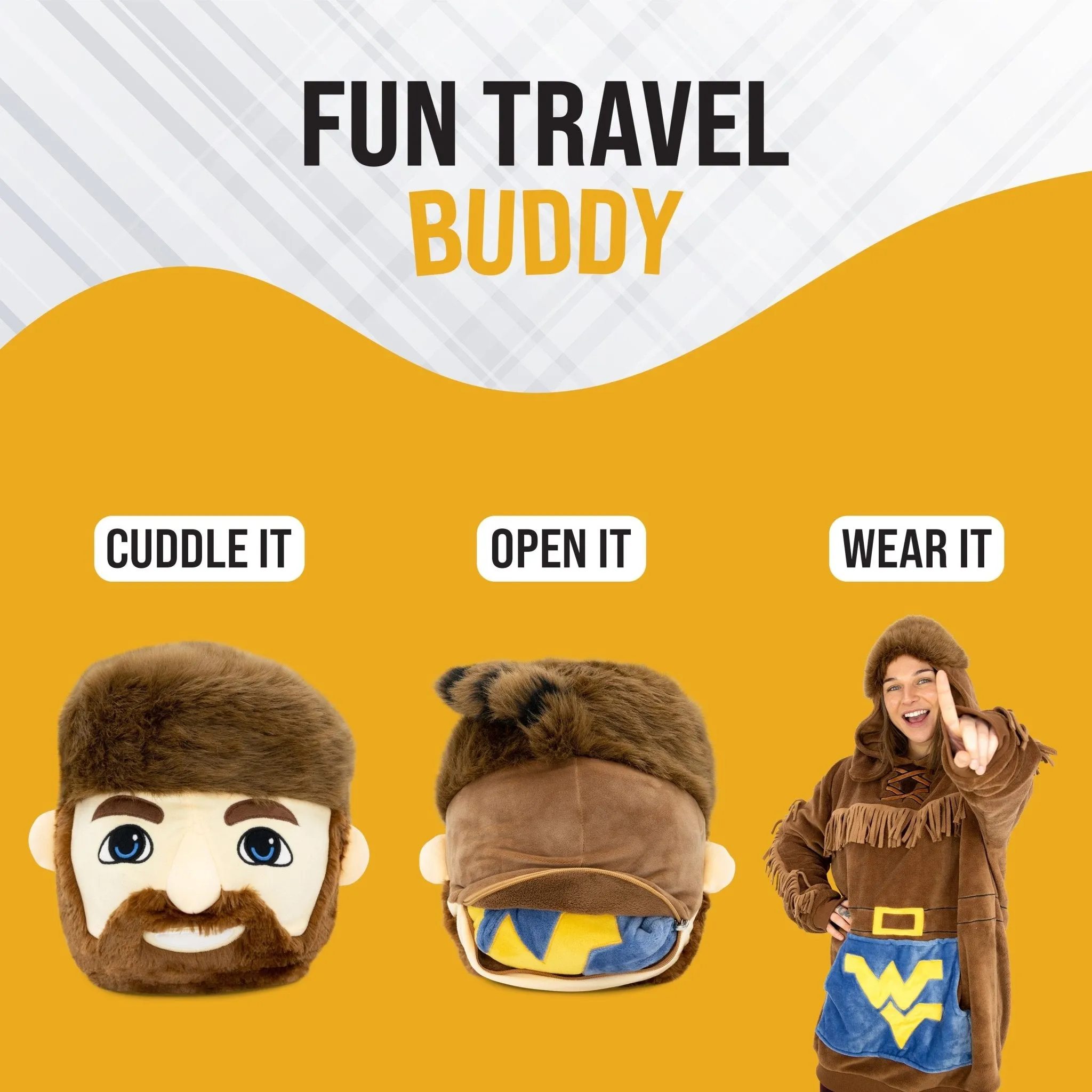 West Virginia University Mountaineer Snugible | Blanket Hoodie & Pillow