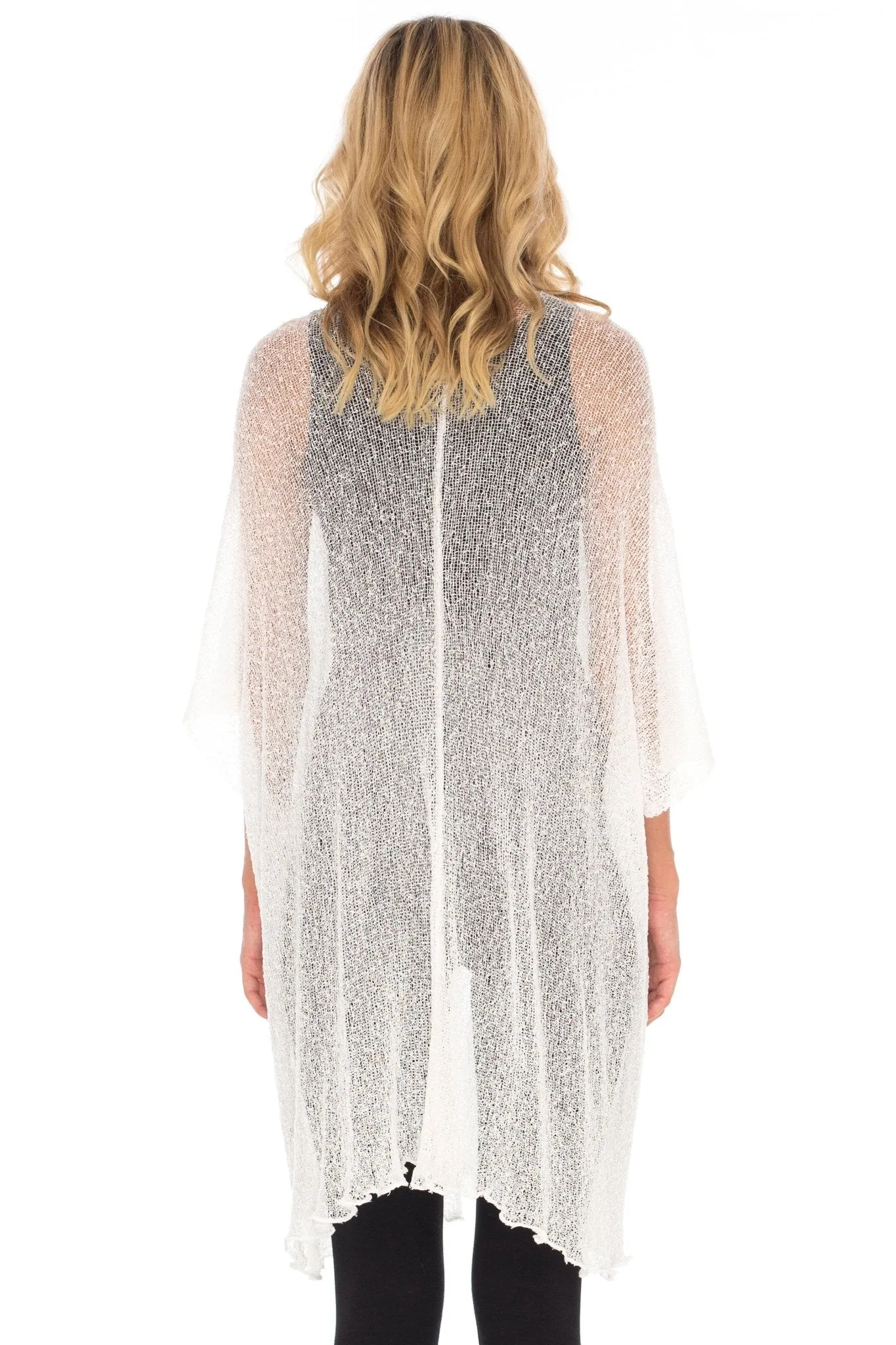 Wide Sheer Kimono Cardigan - Open Front Cover-Up by SHU-SHI