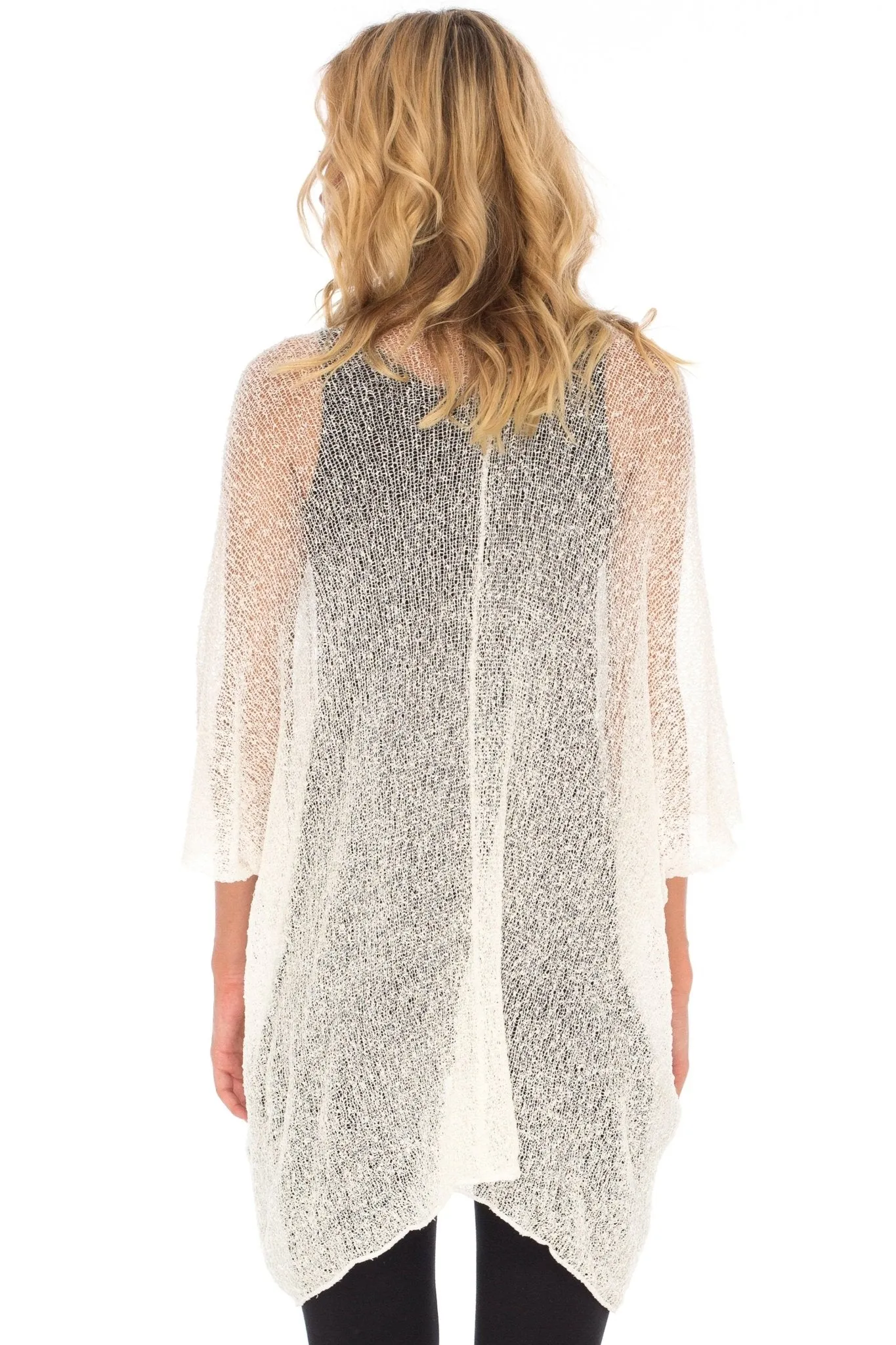 Wide Sheer Kimono Cardigan - Open Front Cover-Up by SHU-SHI