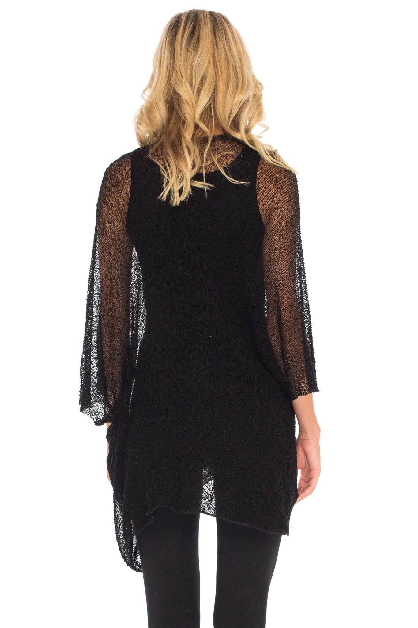 Wide Sheer Kimono Cardigan - Open Front Cover-Up by SHU-SHI