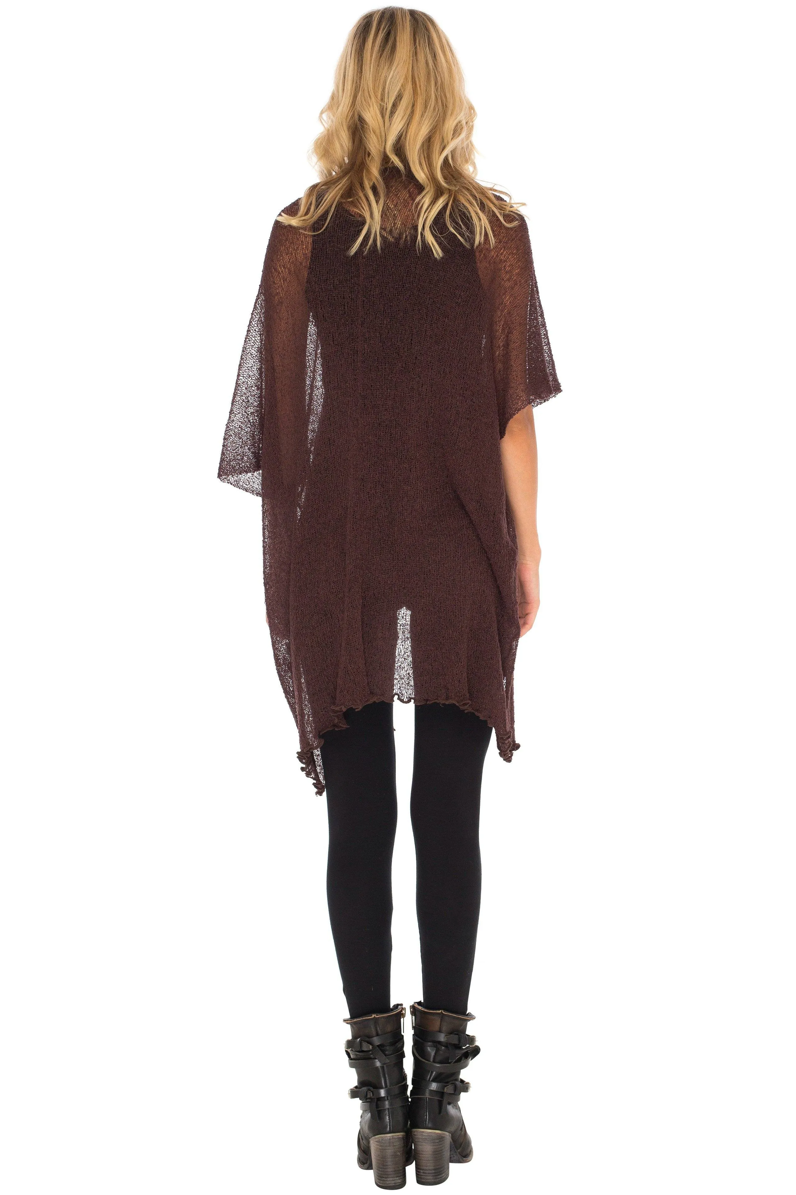 Wide Sheer Kimono Cardigan - Open Front Cover-Up by SHU-SHI