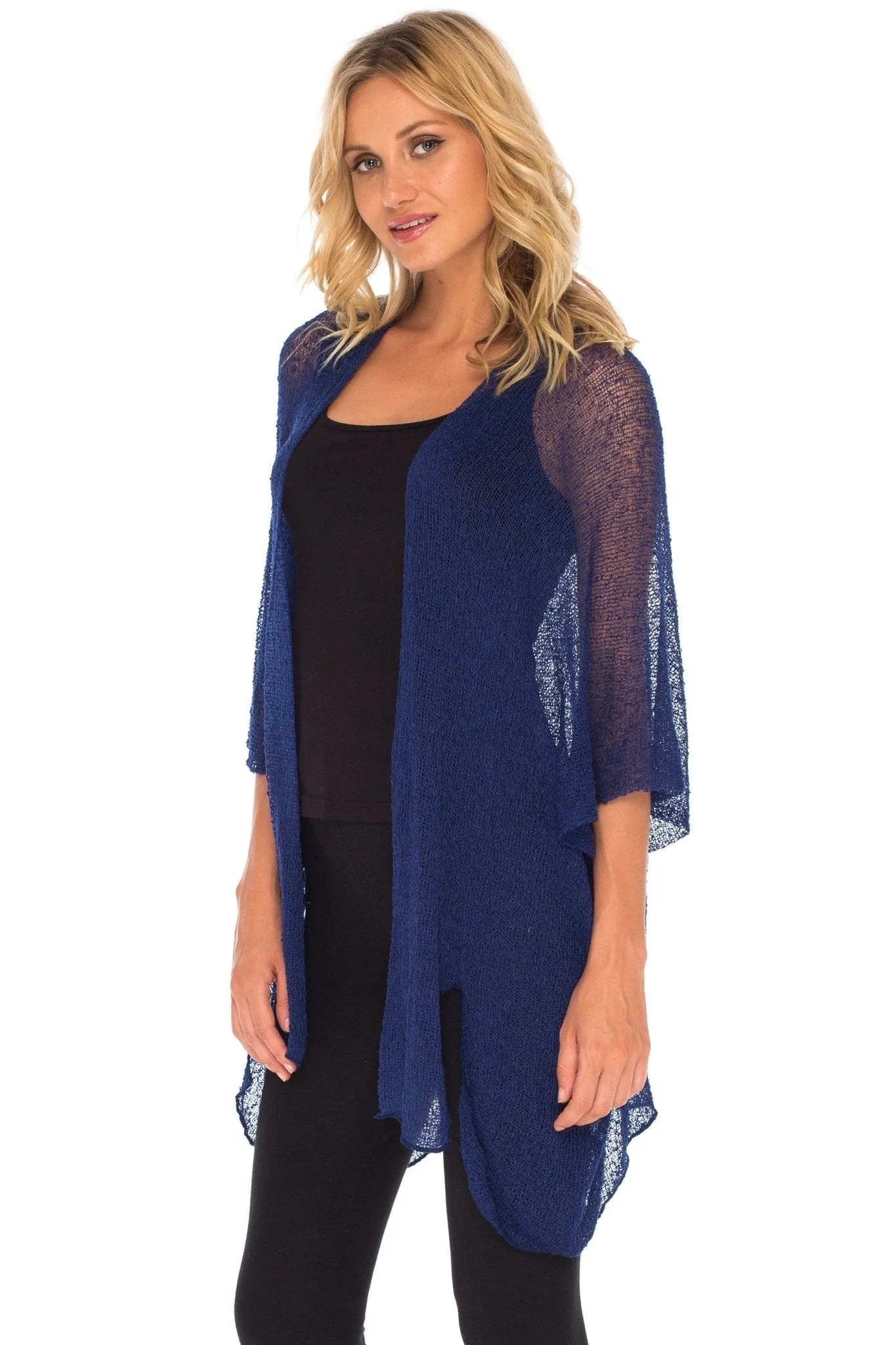Wide Sheer Kimono Cardigan - Open Front Cover-Up by SHU-SHI