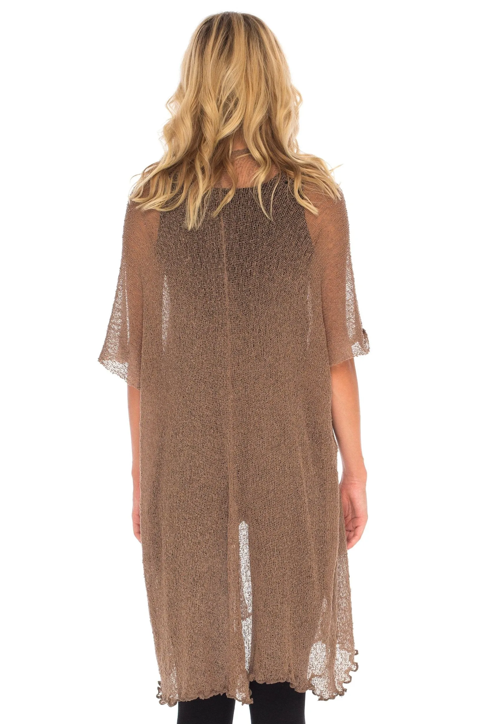 Wide Sheer Kimono Cardigan - Open Front Cover-Up by SHU-SHI