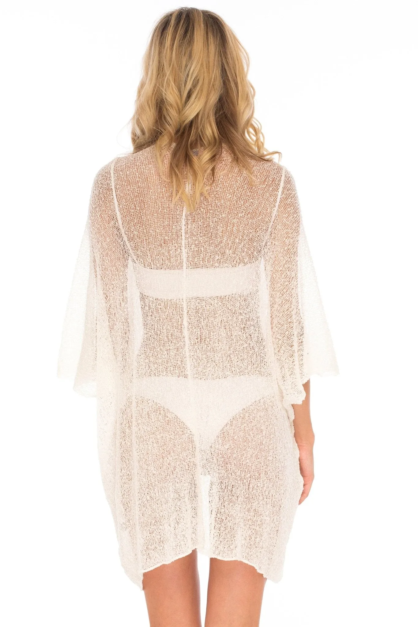 Wide Sheer Kimono Cardigan - Open Front Cover-Up by SHU-SHI
